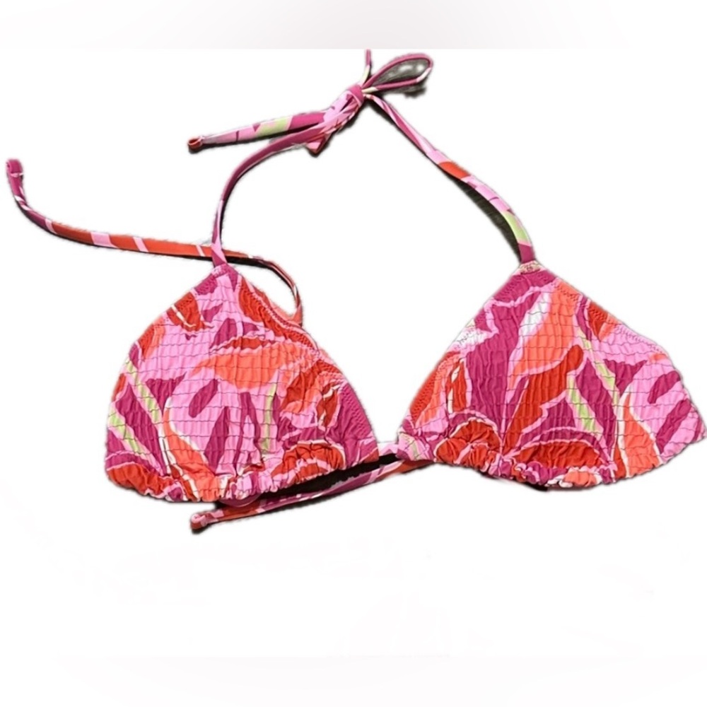 Old Navy Floral Bikini Top Bottom Set Swim Suit Pool Tie Up Strap Beach Neon New